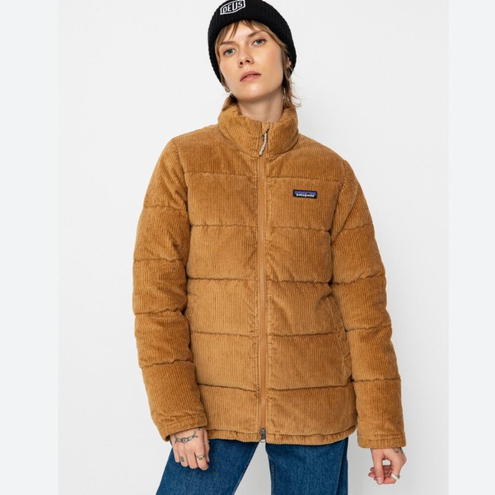 NEW Patagonia Womens Fjord Cord Corduroy L Down Puffer Coat Jacket NEST BROWN
